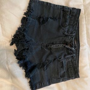 Black jean shorts